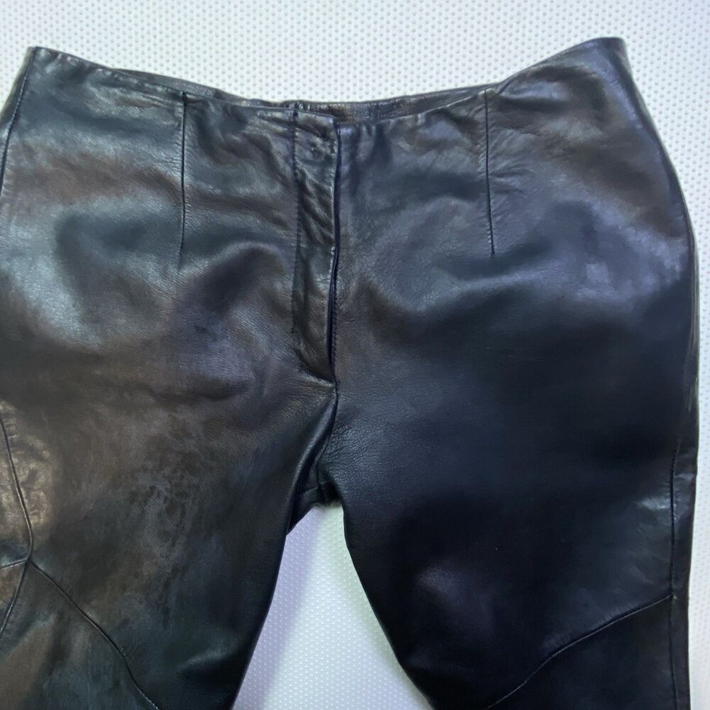 Vintage Wilson's Black Genuine Leather Pants Mid Rise Boot Cut Women's 8 - Picture 8 of 16